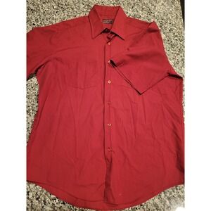 KINGSPORT‎ Mens Red Short Sleeve Button Up Shirt 16-16.5